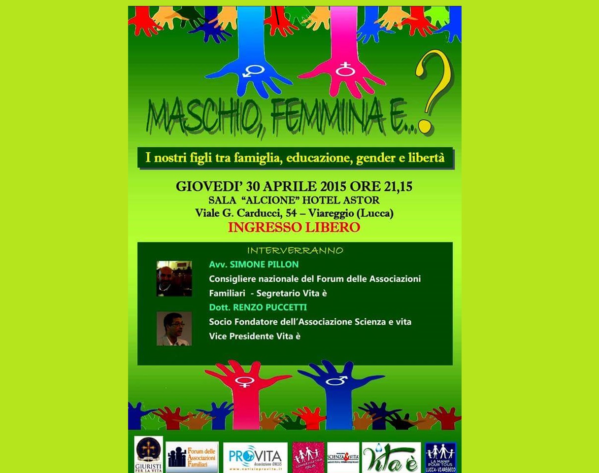 “Maschio, femmina e...?” famiglia, educazione, gender e libertà 1